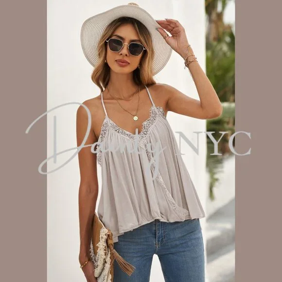 Drape Wrap Camisole Tank Top Beige Cream - Picture 11 of 12